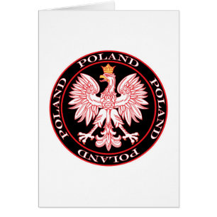 Cartão Águia polonesa redonda vermelha