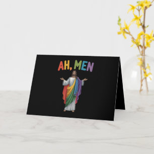 Cartão Ah Homens Engraçado LGBT Orgulho Gay Jesus Bandeir