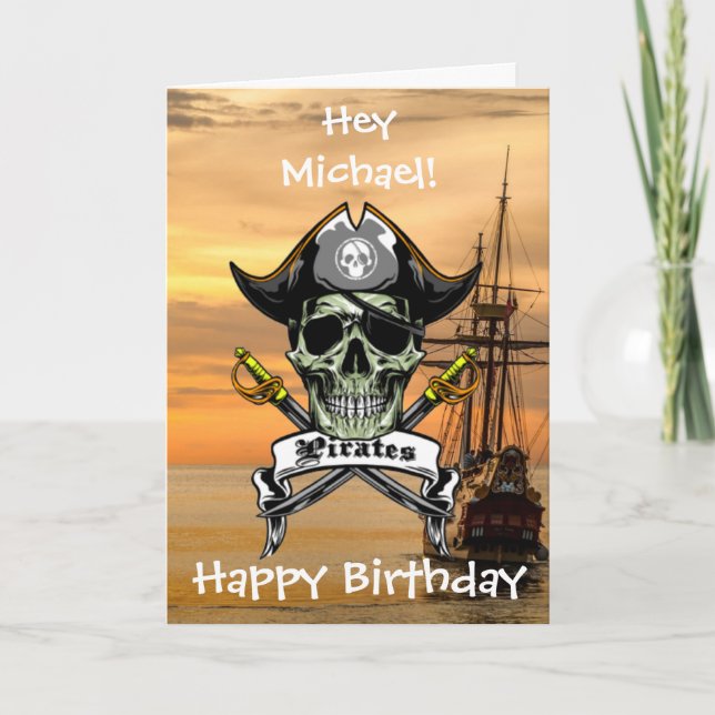 Cartão Ahoy! Pirate Birthday (Frente)