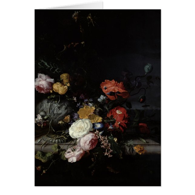 Cartão Ainda vida com flores e insetos (Frente)