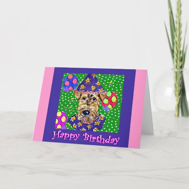 Cartão Airedale de Aniversário (Frente)