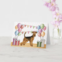 Airedale Terrier Cachorro Fofo Pastel Feliz Aniver