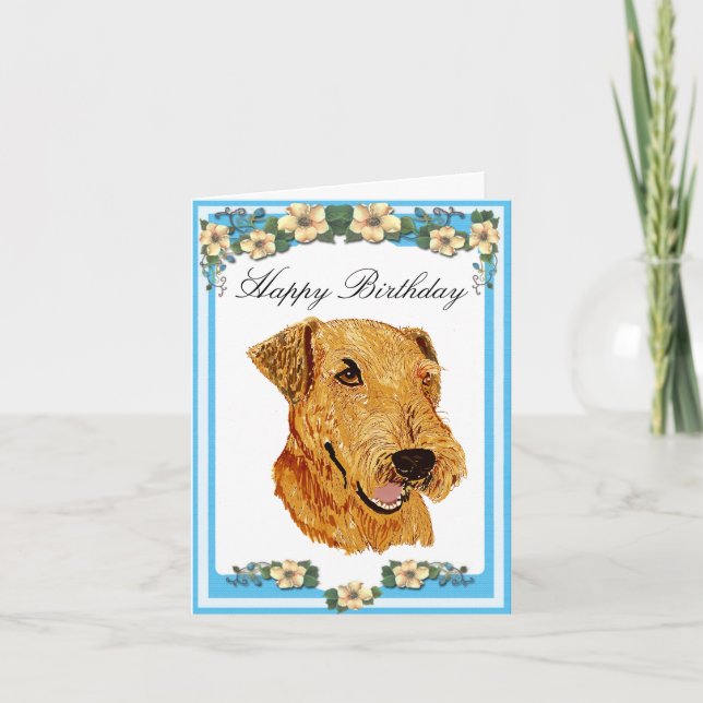 Cartão Airedale Terrier Happy Birthday Card (Frente)