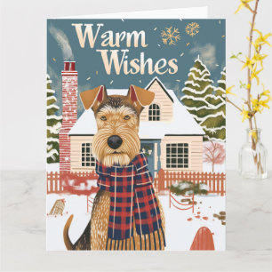 Cartão Airedale Warm deseja o Natal
