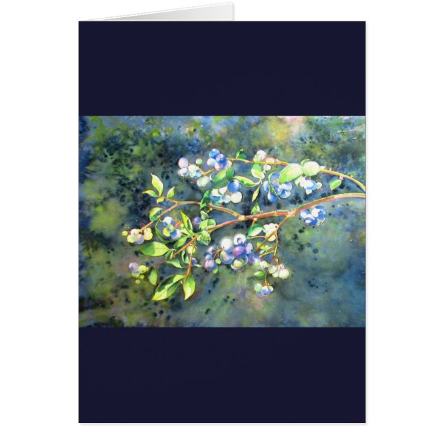 Cartão Airelas azuis, pintura com fruta romântica (Frente)