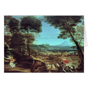 Cartão Ajardine com St George e o dragão, c.1610