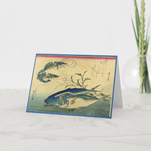 Cartão Aji & Ebi - Peixe Japonês Colorido de Hiroshige