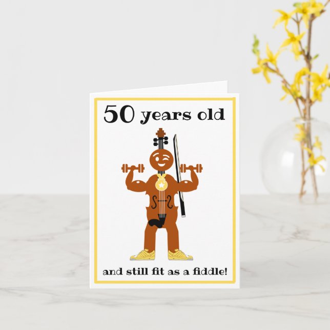 Cartão Ajustado engraçado como violino (Flor Amarela)