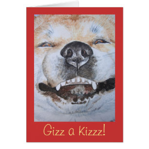 Cartão akita fofa sorrindo cão engraçado