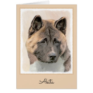 Cartão Akita Painting - Bela Arte Canina Original