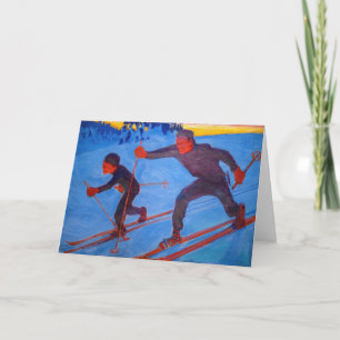 Cartão Akseli Gallen-Kallela - Esquiadores