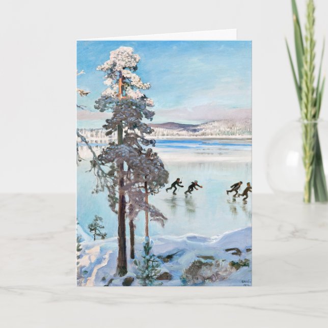 Cartão Akseli Gallen-Kallela - Patinadores perto de Kalel (Frente)