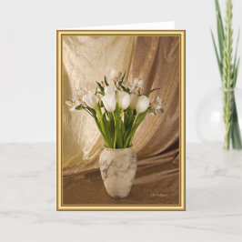 Cartão Alabaster vase com tulipas