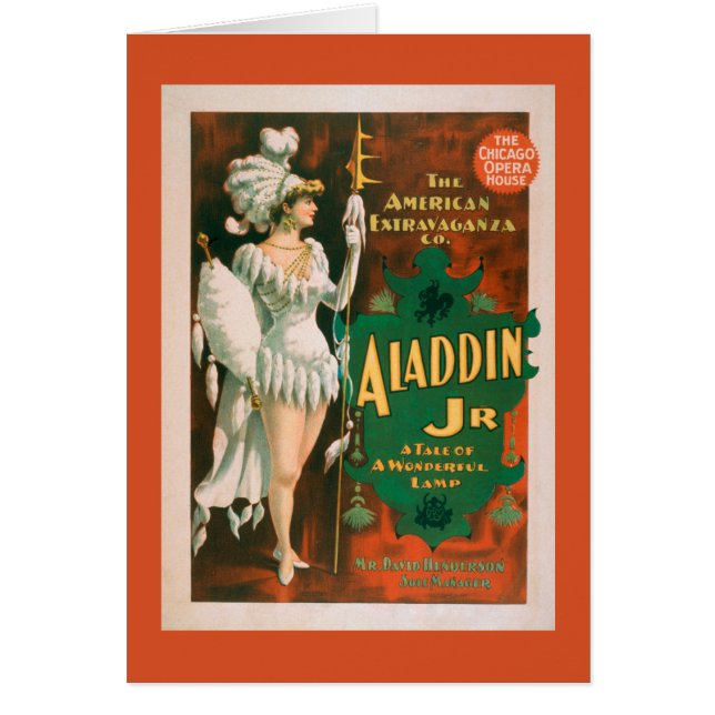 Cartão Aladdin Jr. Conto de um Maravilhoso Teatro Lâmpada (Frente)