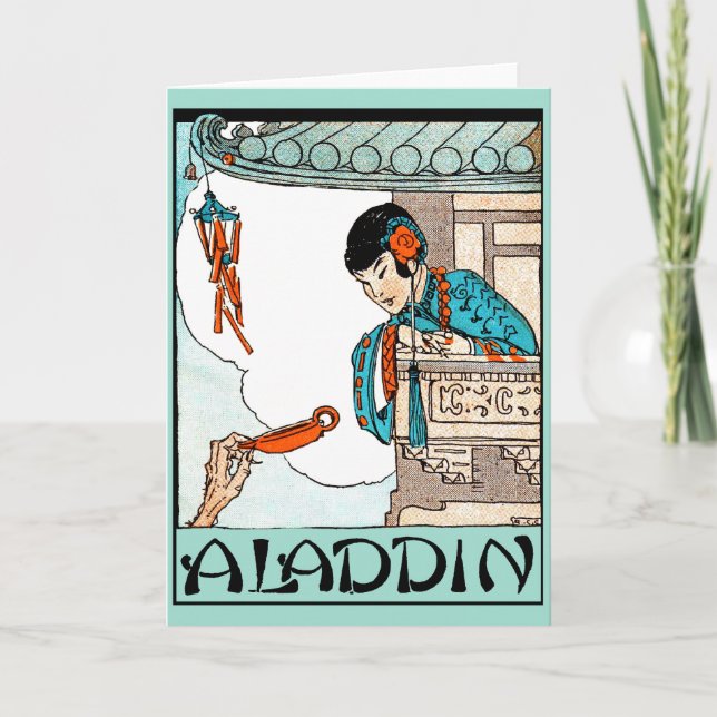 Cartão Aladdin Lanterna Mágica Chinesa Vintage  (Frente)