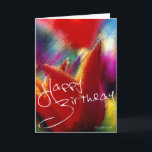 Cartão alaranjado abstrato de Bithday da tulipa<br><div class="desc">Um cartão de aniversário muito colorido com uma pintura abstrata digital de uma tulipa alaranjada brilhante em um fundo colorido. Um grande cartão de aniversário para um amante da flor!</div>
