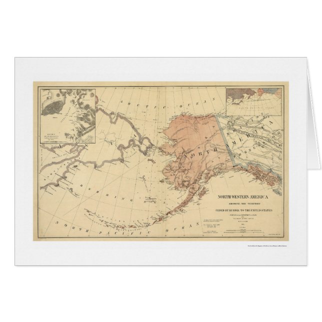 Cartão Alaska cedeu pelo mapa 1867 de Rússia (Frente Horizontal)
