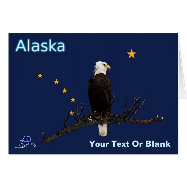 Cartão Alaska Eagle E Flag (Frente Horizontal)