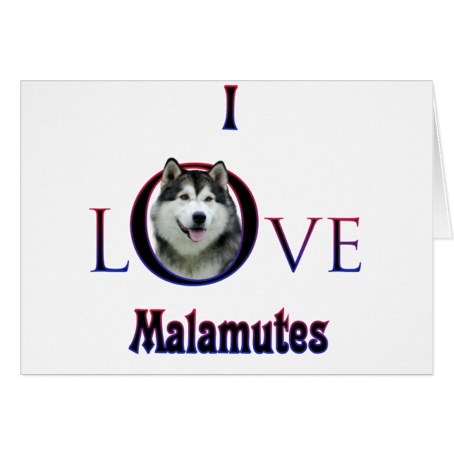 Cartão Alaskan Malamute I Love (Frente Horizontal)