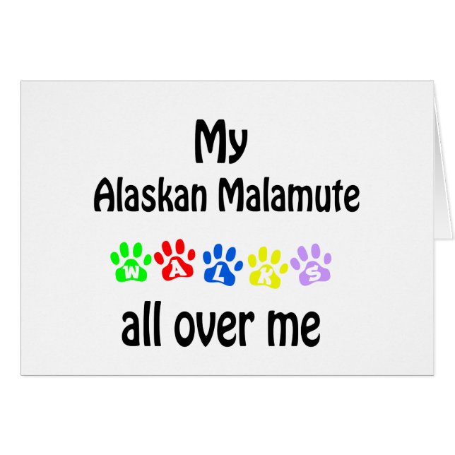 Cartão Alaskan Malamute Walks Design (Frente Horizontal)