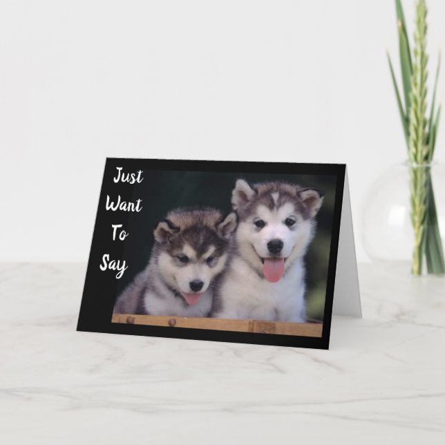 CARTÃO "ALASKAN MALAMUTES DESEJA ANIVERSÁRIO" (Frente)