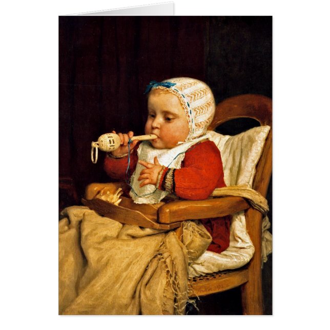 Cartão Albert Anker - O Pequeno Músico (Frente)