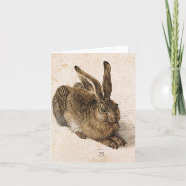 Cartão Albrecht Dürer - Junger Hase (Lebre jovem), 1502 (Frente)