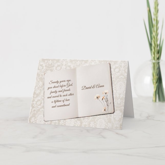Cartão Álbum de Recortes em Damask para 70º Aniversário (Frente)