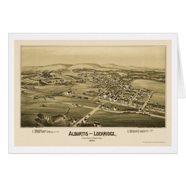 Cartão Alburtis e Lockridge, mapa panorâmico do PA - 1893 (Frente Horizontal)