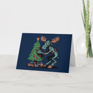 Cartão Alce Zumbi de Natal