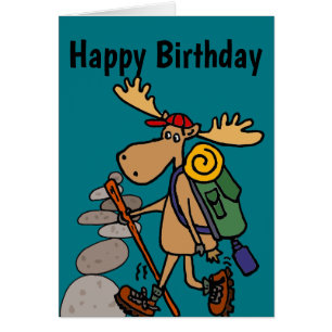 Cartão Alces engraçados que caminham com desenhos