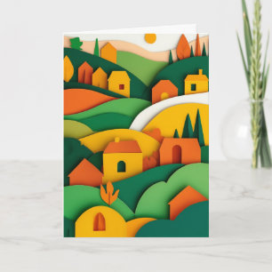 Cartão Aldeia de Papel Iluminada pelo Sol