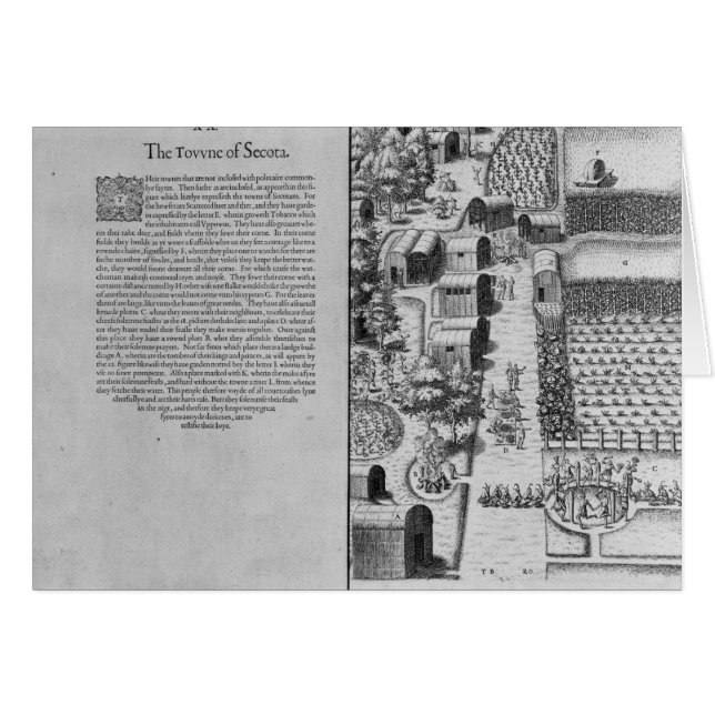 Cartão Aldeia Indiana de Secoton (Frente Horizontal)