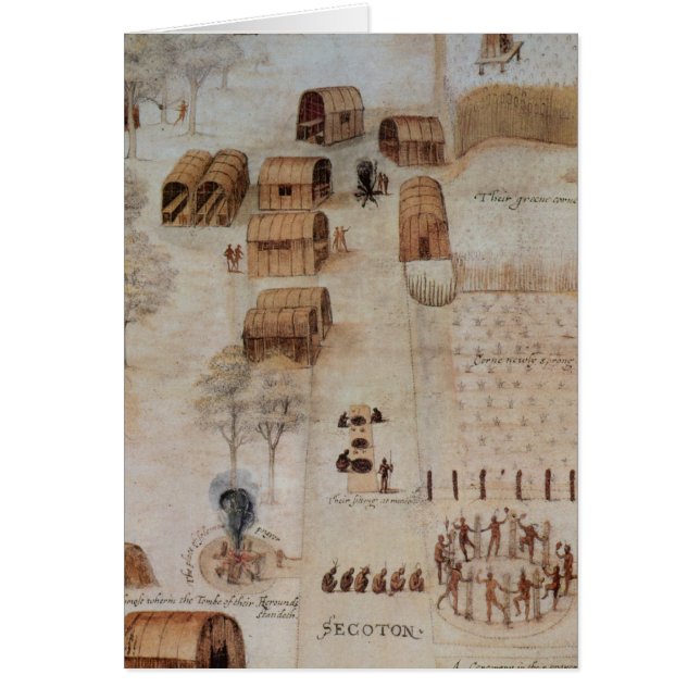 Cartão Aldeia Indiana de Secoton (Frente)