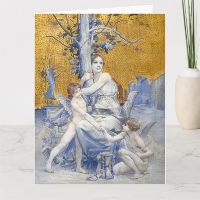 Cartão Alegoria de tempo (1896) apresentada por Luc-Olivi (Frente)