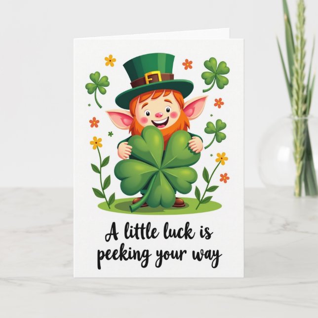 Cartão Alegre do Leprechaun Sortudo (Frente)