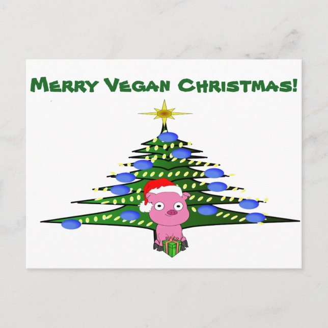 Cartão alegre do Natal do Vegan (Frente)