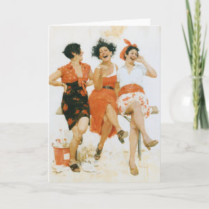 Cartão Alegres Amigas de Verão Vintage