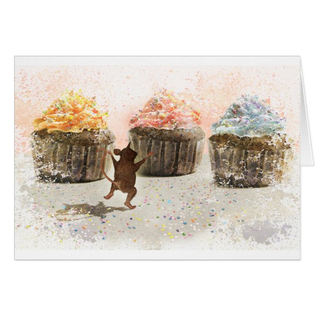 Cartão Alegria do cupcake (Frente Horizontal)