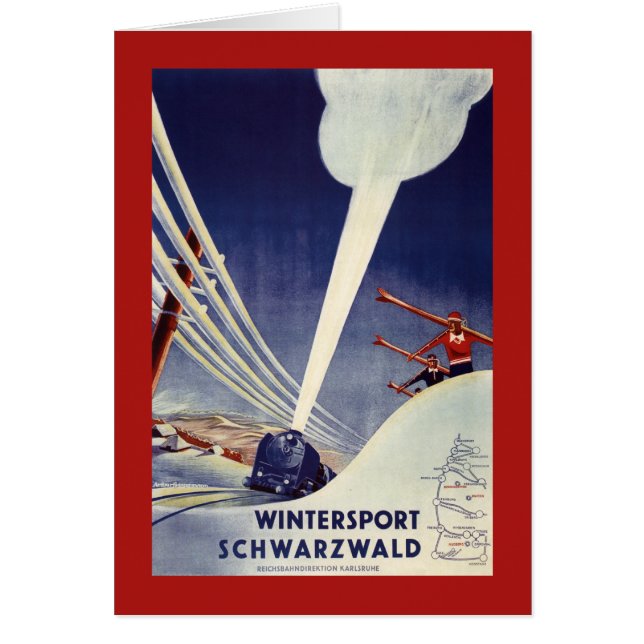 Cartão Alemanha - Esqui na Floresta Negra (Frente)