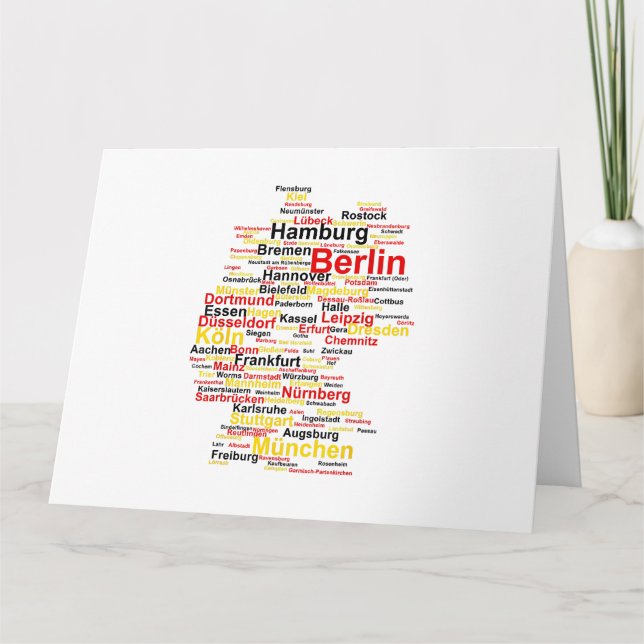 Cartão Alemanha Mapa Silhouette Towette Flag Berlin Tr (Frente)