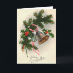 Cartão alemão do Natal do vintage<br><div class="desc">Cartão alemão retro/do vintage Natal.  Sinos e ramo bonitos do azevinho!  Fröhliche Weihnachten!  Feliz Natal!</div>