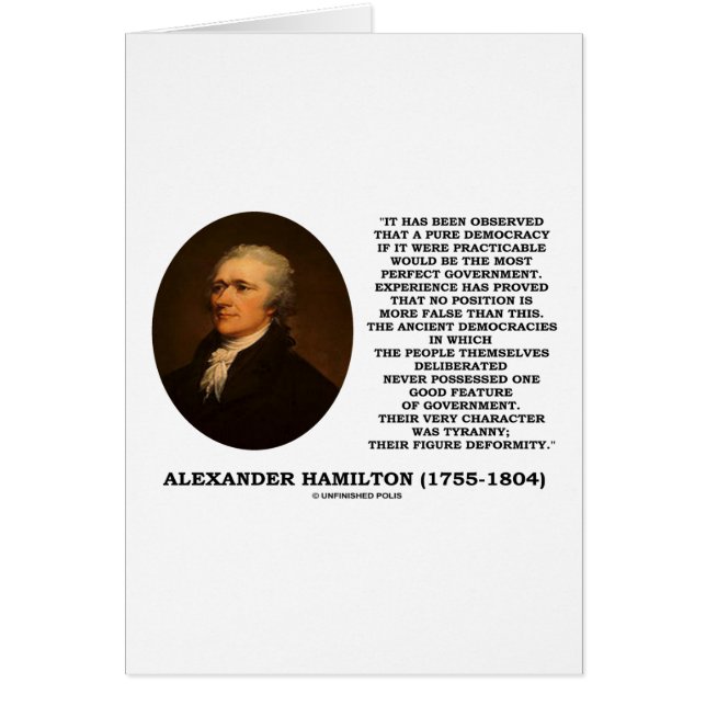 Cartão Alexander Hamilton Democracy Experience Tyranny (Frente)