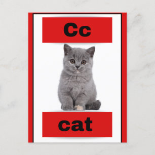 cartão alfabético (com imagem real)Cartão postal d