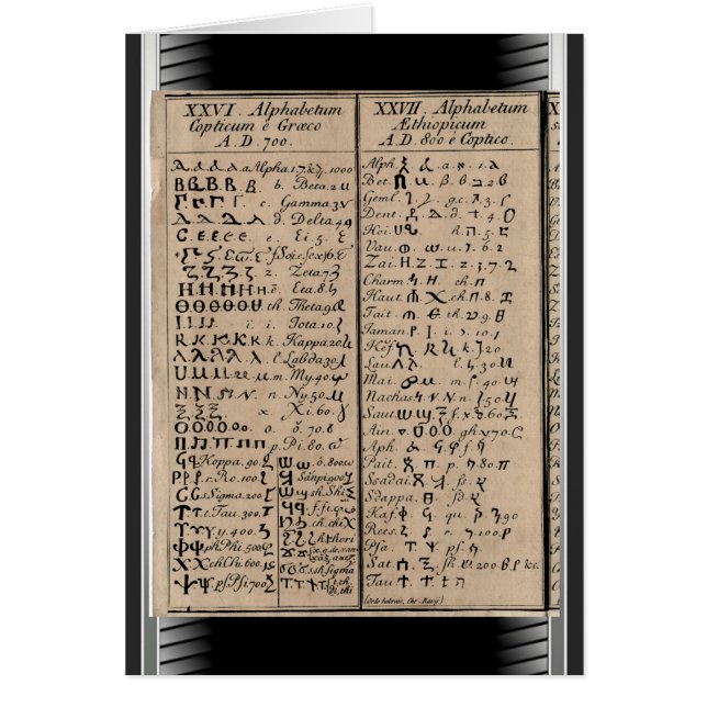 Cartão Alfabeto Copta Etíope (Frente)