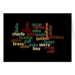Cartão Alfabeto fonético de OTAN (fundo escuro)