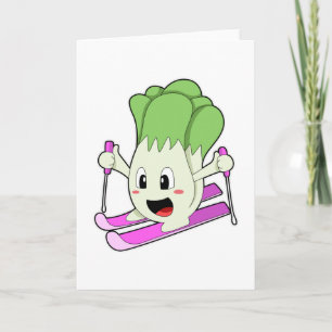 Cartão Alface como esquiador com esqui