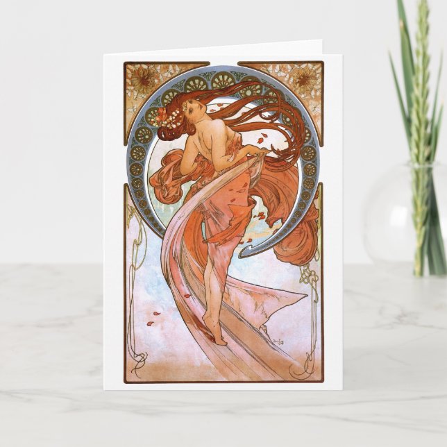 Cartão Alfons Mucha: Dança (Frente)