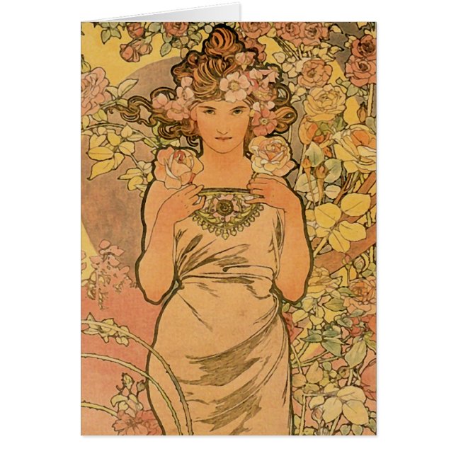 Cartão Alfons Mucha ~ O rosa (Frente)