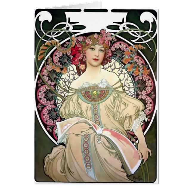 Cartão Alfons Mucha Reverie 1897 (Frente)